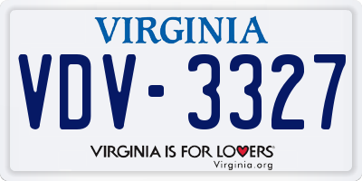 VA license plate VDV3327