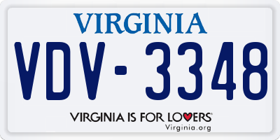 VA license plate VDV3348