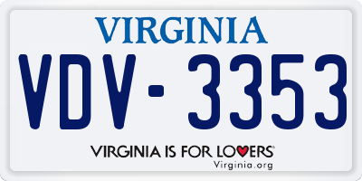VA license plate VDV3353