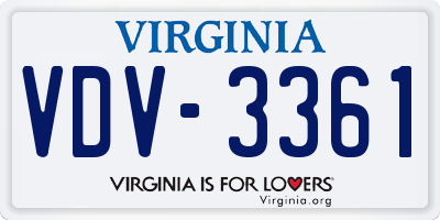 VA license plate VDV3361