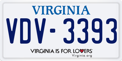 VA license plate VDV3393