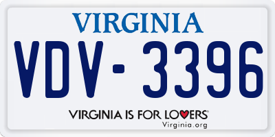 VA license plate VDV3396