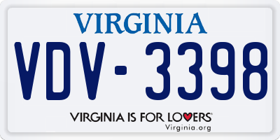 VA license plate VDV3398