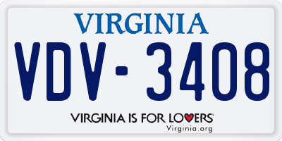 VA license plate VDV3408