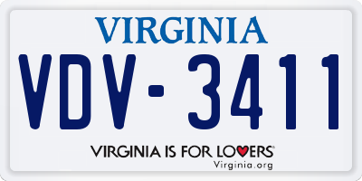 VA license plate VDV3411