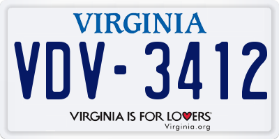 VA license plate VDV3412
