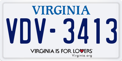 VA license plate VDV3413