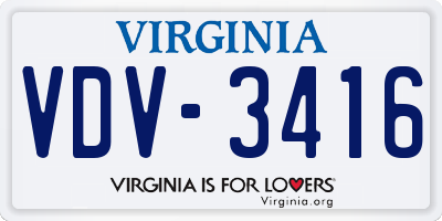 VA license plate VDV3416