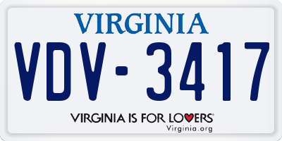VA license plate VDV3417