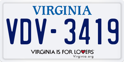VA license plate VDV3419