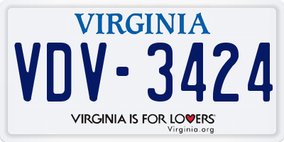 VA license plate VDV3424