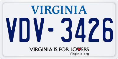 VA license plate VDV3426
