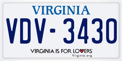 VA license plate VDV3430