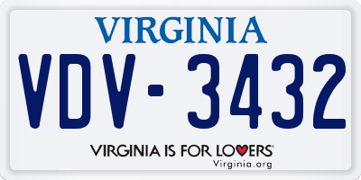 VA license plate VDV3432