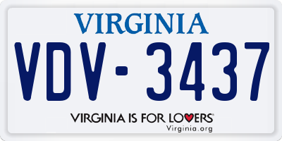 VA license plate VDV3437