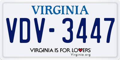 VA license plate VDV3447