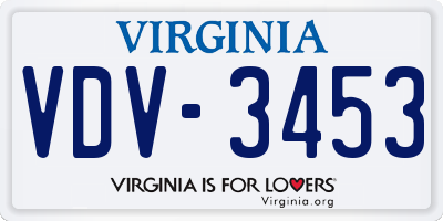 VA license plate VDV3453