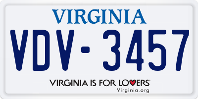 VA license plate VDV3457
