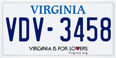 VA license plate VDV3458