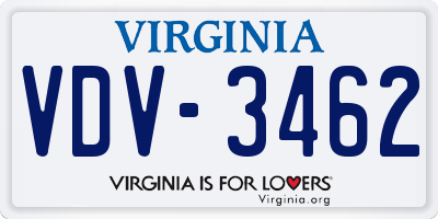 VA license plate VDV3462