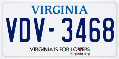 VA license plate VDV3468