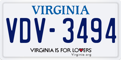 VA license plate VDV3494