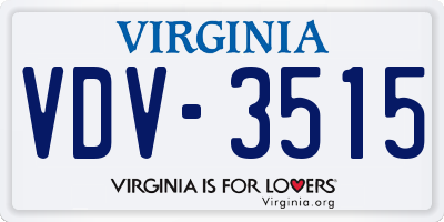VA license plate VDV3515