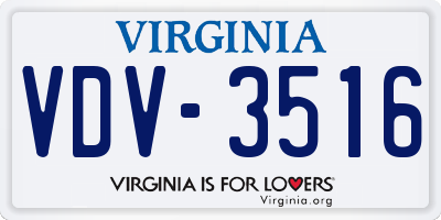 VA license plate VDV3516