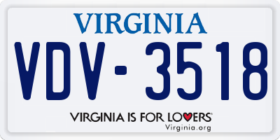 VA license plate VDV3518