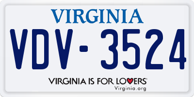 VA license plate VDV3524