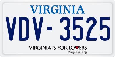 VA license plate VDV3525