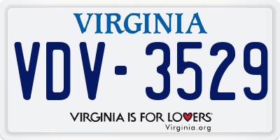 VA license plate VDV3529