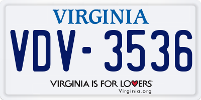 VA license plate VDV3536