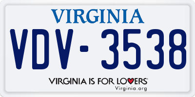 VA license plate VDV3538