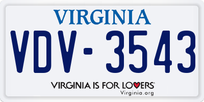 VA license plate VDV3543