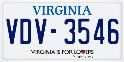 VA license plate VDV3546