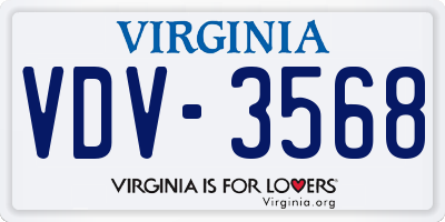VA license plate VDV3568