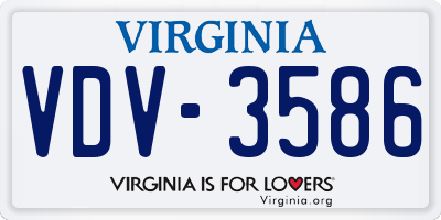 VA license plate VDV3586