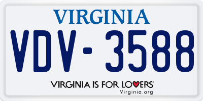 VA license plate VDV3588