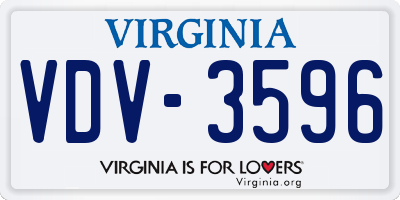 VA license plate VDV3596