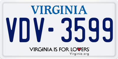 VA license plate VDV3599