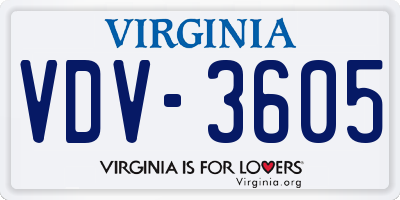 VA license plate VDV3605