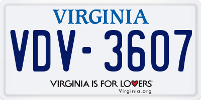 VA license plate VDV3607