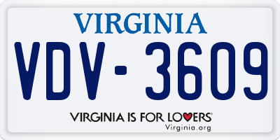 VA license plate VDV3609
