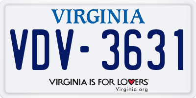 VA license plate VDV3631
