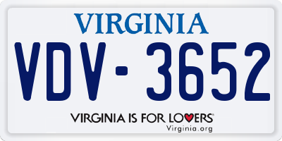 VA license plate VDV3652
