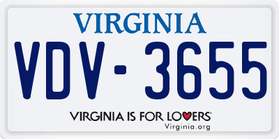 VA license plate VDV3655