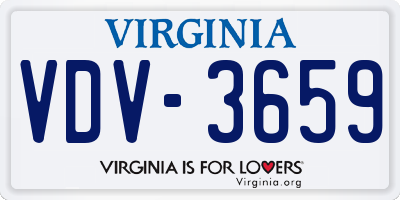VA license plate VDV3659