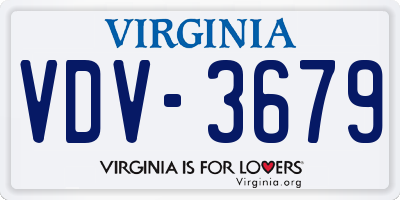 VA license plate VDV3679