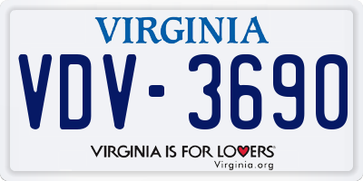 VA license plate VDV3690